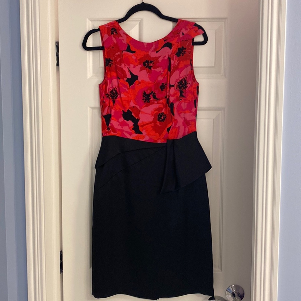 Tahari peplum mixed media dress